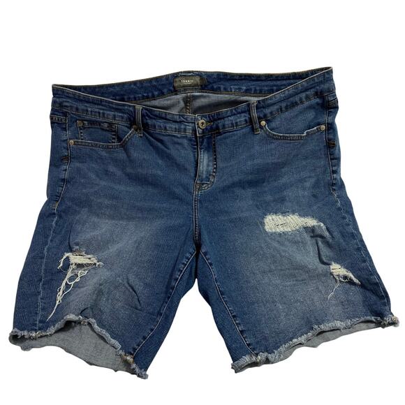 Torrid Bermuda Shorts Women’s Size 22 Plus Medium Wash Stretch Denim Blue Jean - Picture 1 of 7